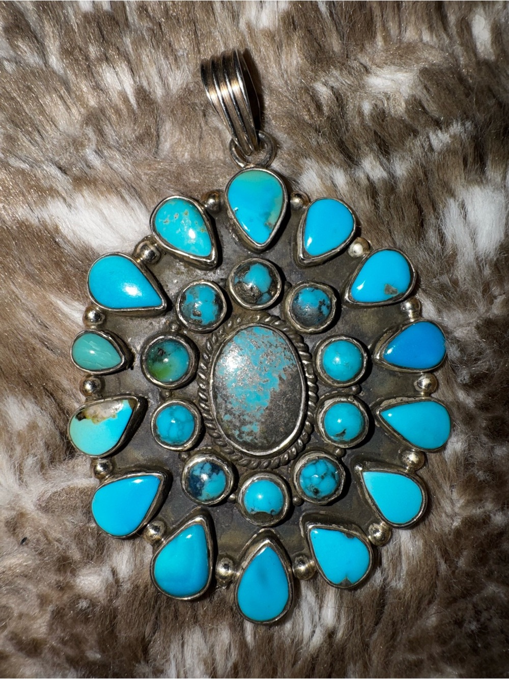 Giant Native Turquoise Cluster Pendant